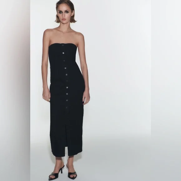 Zara Black ZW Denim Bustier Dress - Picture 9 of 16